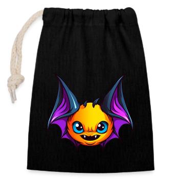Cute Halloween Bat - Closable cotton gift bag (14x20cm) - black - Front