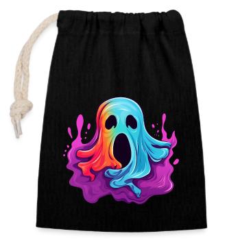 Colorful Halloween Ghost - Closable cotton gift bag (14x20cm) - black - Front