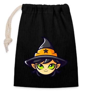 Cute Halloween Witch - Closable cotton gift bag (14x20cm) - black - Front