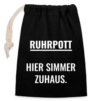 Hier simmer zuhaus - Verschließbarer Geschenkbeutel aus Baumwolle (14x20cm) - Schwarz - Vorne