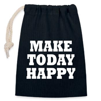 Make today happy - Sac cadeau en coton avec cordon (14 x 20 cm) - bleu marine - Devant