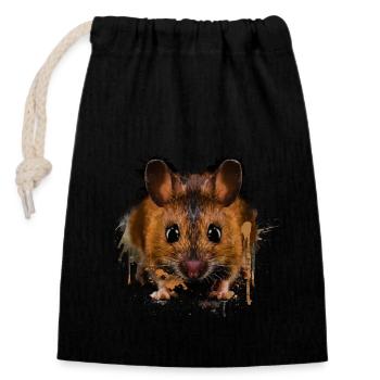 Souris rongeur amant souris de compagnie - Sac cadeau en coton avec cordon (14 x 20 cm) - noir - Devant
