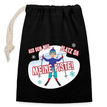 Ski Alpin Skifahren Skifahrer Skisport Meine Piste - Verschließbarer Geschenkbeutel aus Baumwolle (14x20cm) - Schwarz - Vorne
