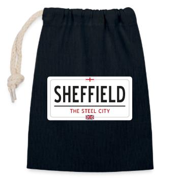 Ortsschild Sheffield - Verschließbarer Geschenkbeutel aus Baumwolle (14x20cm) - Navy - Vorne