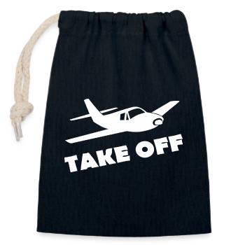 TAKE OFF - Verschließbarer Geschenkbeutel aus Baumwolle (14x20cm) - Navy - Vorne