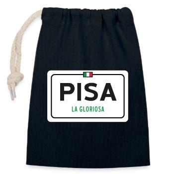 Ortsschild von Pisa - Verschließbarer Geschenkbeutel aus Baumwolle (14x20cm) - Navy - Vorne
