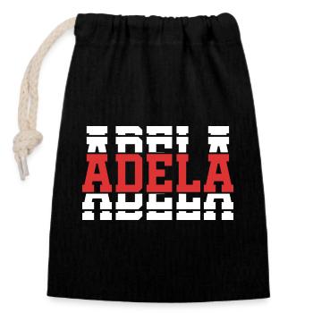 T-Shirt Adelia T-Shirt Geschenkidee gestapelter Text - Verschließbarer Geschenkbeutel aus Baumwolle (14x20cm) - Schwarz - Vorne