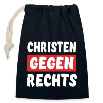 Christen Gegen Rechts - Rechts Nein Danke - Verschließbarer Geschenkbeutel aus Baumwolle (14x20cm) - Navy - Vorne