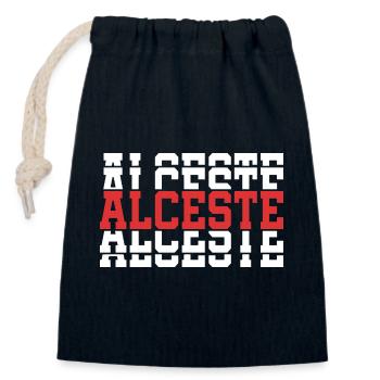 Alceste t-shirt gift idea stacked text - Closable cotton gift bag (14x20cm) - navy - Front