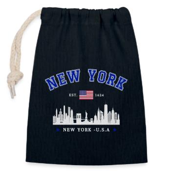New York Skyline Est 1624 - Closable cotton gift bag (14x20cm) - navy - Front