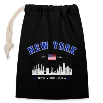 New York Skyline Est 1624 - Closable cotton gift bag (14x20cm) - black - Front