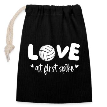 Liebe auf den ersten Spike Lustiger Volleyball - Verschließbarer Geschenkbeutel aus Baumwolle (14x20cm) - Schwarz - Vorne