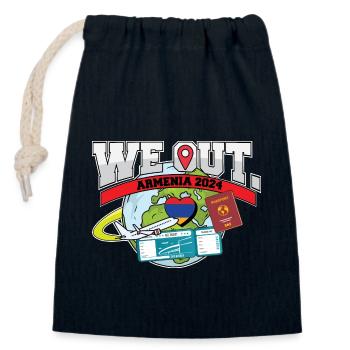 Nous voyageons en Arménie Voyage Matching Famille - Sac cadeau en coton avec cordon (14 x 20 cm) - bleu marine - Devant