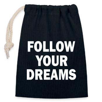 follow your dreams - Sac cadeau en coton avec cordon (14 x 20 cm) - bleu marine - Devant