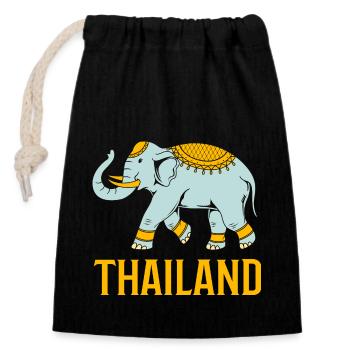 Thaïlande - Sac cadeau en coton avec cordon (14 x 20 cm) - noir - Devant