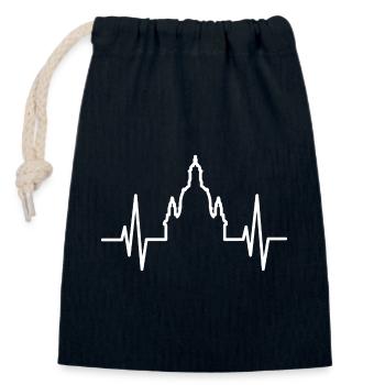 Herzschlag Dresden Frauenkirche Puls Stadt Liebe - Verschließbarer Geschenkbeutel aus Baumwolle (14x20cm) - Navy - Vorne