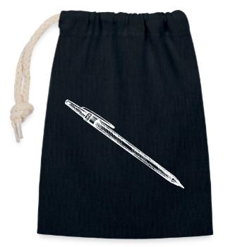 Office Pen Sketch - Closable cotton gift bag (14x20cm) - navy - Front