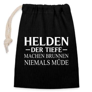 Well Construction Heroes The Deep Well Builder - Closable cotton gift bag (14x20cm) - black - Front