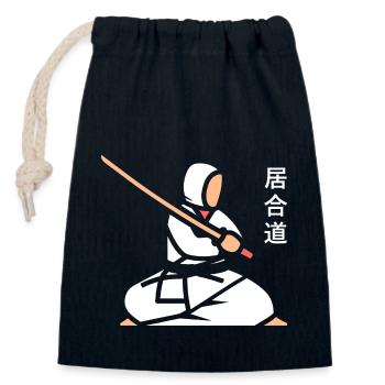 iaido - Verschließbarer Geschenkbeutel aus Baumwolle (14x20cm) - Navy - Vorne