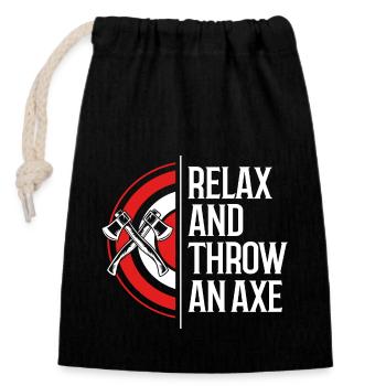 Axe Throwing - Closable cotton gift bag (14x20cm) - black - Front