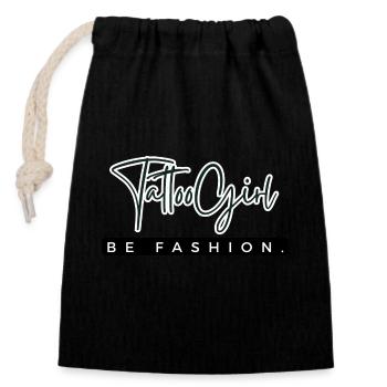 TattooGirl BE FASHION - Sac cadeau en coton avec cordon (14 x 20 cm) - noir - Devant