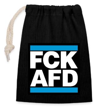 FCK AFD blue capitals - Verschließbarer Geschenkbeutel aus Baumwolle (14x20cm) - Schwarz - Vorne