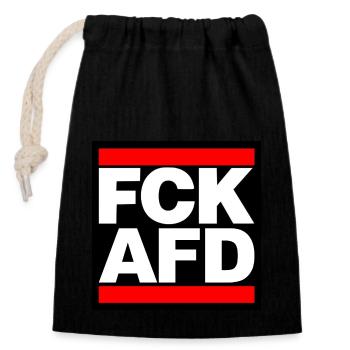 FCK AFD red capitals - Verschließbarer Geschenkbeutel aus Baumwolle (14x20cm) - Schwarz - Vorne