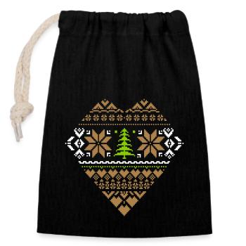 Noël Coeur Noël - Sac cadeau en coton avec cordon (14 x 20 cm) - noir - Devant