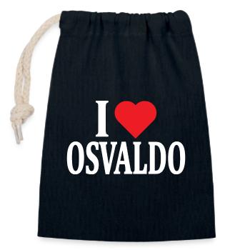 t shirt I love Osvaldo t-shirt gift idea - Closable cotton gift bag (14x20cm) - navy - Front