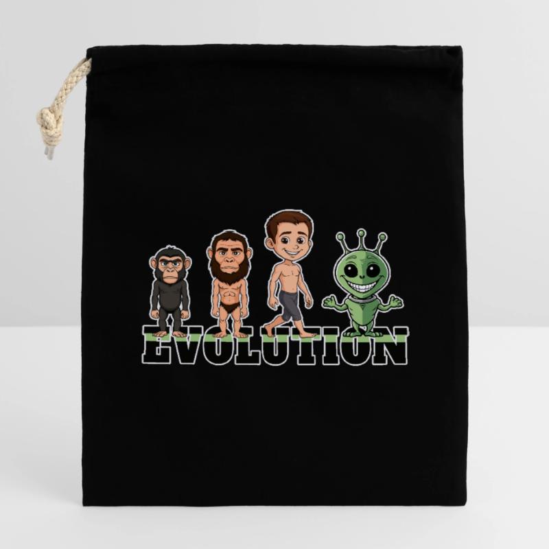 Évolution Alien Sac cadeau en coton avec cordon (14 x 20 cm)