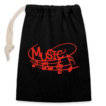 la musique dans la peau (rouge) - Sac cadeau en coton avec cordon (14 x 20 cm) - noir - Devant