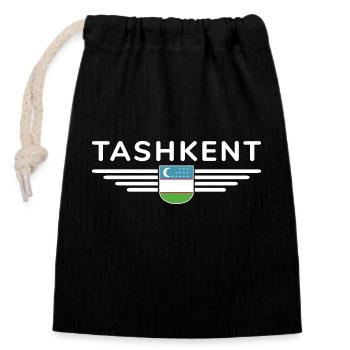 Taschkent T-Shirt – Usbekistans Herz - Verschließbarer Geschenkbeutel aus Baumwolle (14x20cm) - Schwarz - Vorne