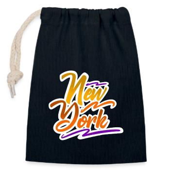 New York - Closable cotton gift bag (14x20cm) - navy - Front