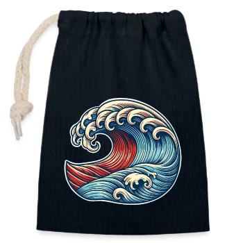 Welle - Verschließbarer Geschenkbeutel aus Baumwolle (14x20cm) - Navy - Vorne