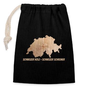 Swiss Wood – Swiss Carpenter | For Craftsmen - Closable cotton gift bag (14x20cm) - black - Front