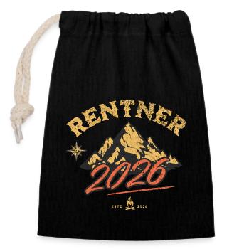 Rentner 2026 - Verschließbarer Geschenkbeutel aus Baumwolle (14x20cm) - Schwarz - Vorne