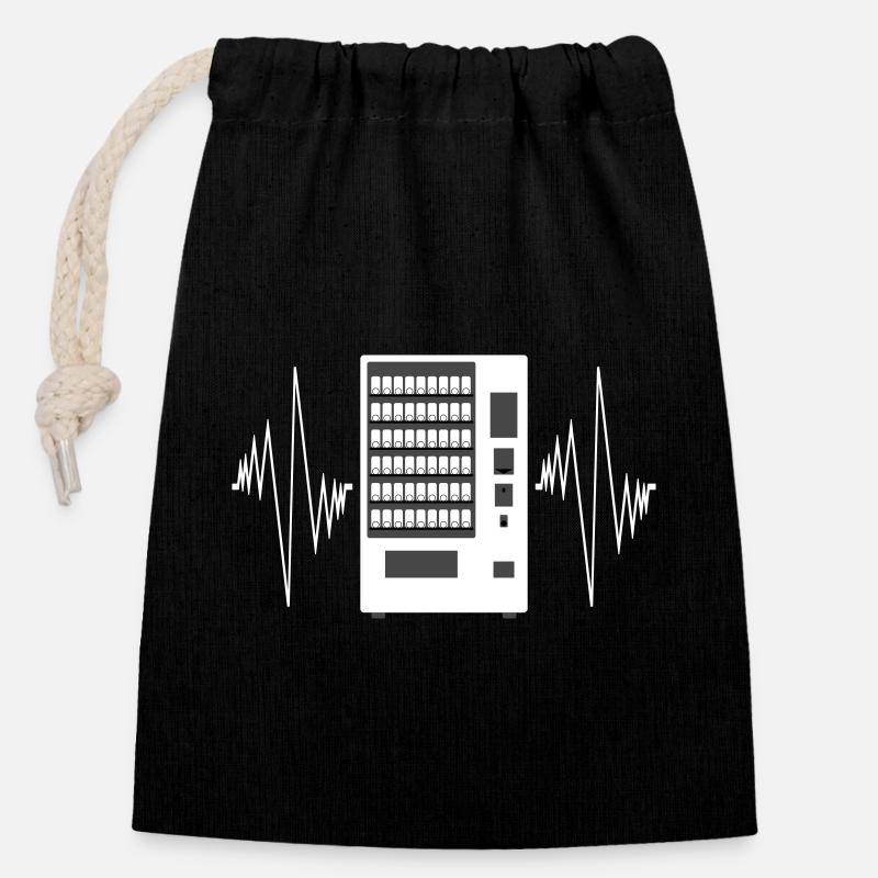 Distributeur automatique de snacks à écran tactile Pulse - Sac cadeau en coton avec cordon (14 x 20 cm) - noir