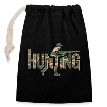 Hunting  - Cool Camo Hunter Logo - Closable cotton gift bag (14x20cm) - black - Front