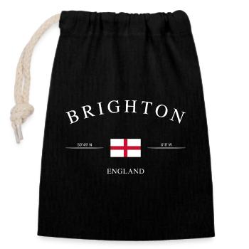 Brighton, Angleterre – Souvenir et cadeau de Noël - Sac cadeau en coton avec cordon (14 x 20 cm) - noir - Devant