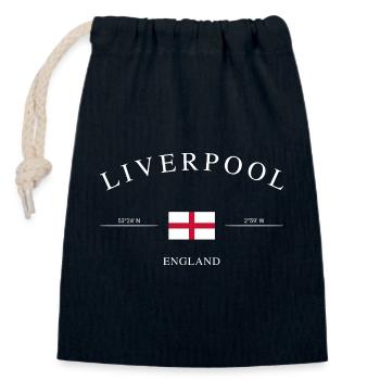 Liverpool, Angleterre – Souvenir et cadeau de vacances - Sac cadeau en coton avec cordon (14 x 20 cm) - bleu marine - Devant