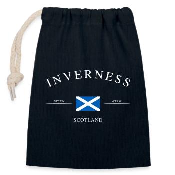 Inverness, Écosse – Souvenir et cadeau de vacances - Sac cadeau en coton avec cordon (14 x 20 cm) - bleu marine - Devant