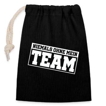 niemals_ohne_mein_team_- - Closable cotton gift bag (14x20cm) - black - Front