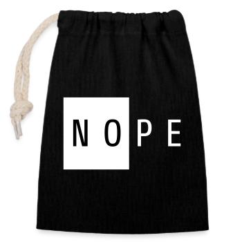 Nope White Geschenk - Verschließbarer Geschenkbeutel aus Baumwolle (14x20cm) - Schwarz - Vorne