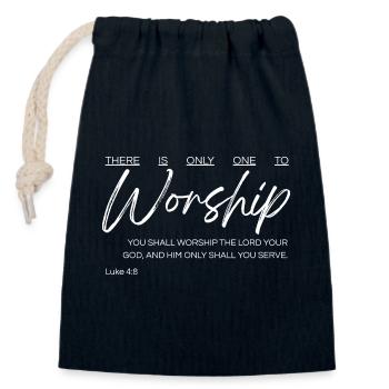 There Is Only One to Worship - Luke 4:8 - Closable cotton gift bag (14x20cm) - navy - Front