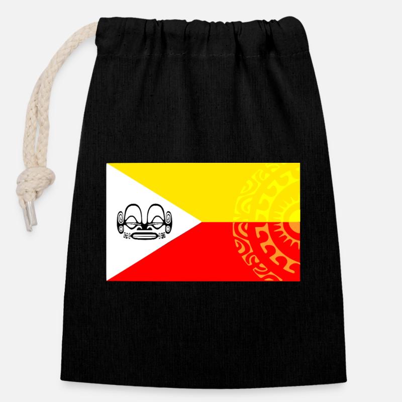 Marquesan Flag - Personalized 1 - Closable cotton gift bag (14x20cm) - black