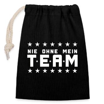 My Team - Closable cotton gift bag (14x20cm) - black - Front