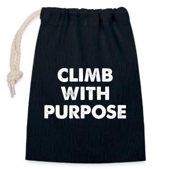 Climb With Purpose - Closable cotton gift bag (14x20cm) - navy - Front