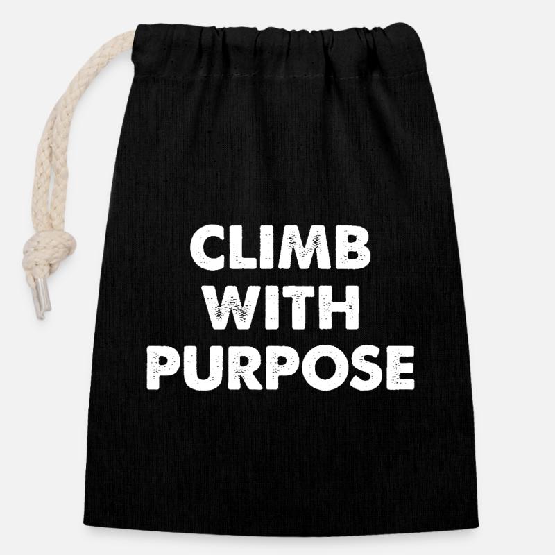 Climb With Purpose - Verschließbarer Geschenkbeutel aus Baumwolle (14x20cm) - Schwarz