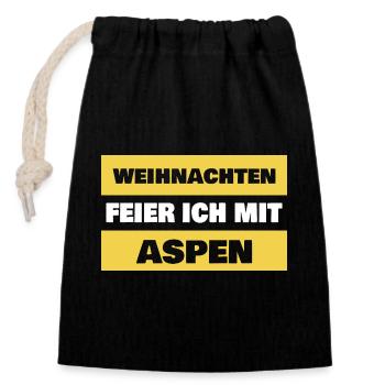 Geschenk für Aspen - Verschließbarer Geschenkbeutel aus Baumwolle (14x20cm) - Schwarz - Vorne