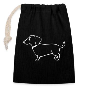 Dachshund Hunde T-shirt Hundeshirt Geschenk - Verschließbarer Geschenkbeutel aus Baumwolle (14x20cm) - Schwarz - Vorne